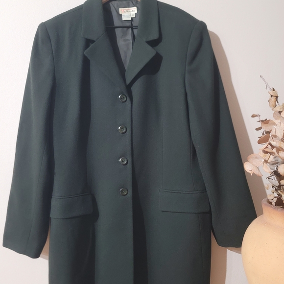 Talbots Forest Green Wool Longline Blazer Coat Quiet Luxury Dark Academia Sz 16 - Picture 7 of 8